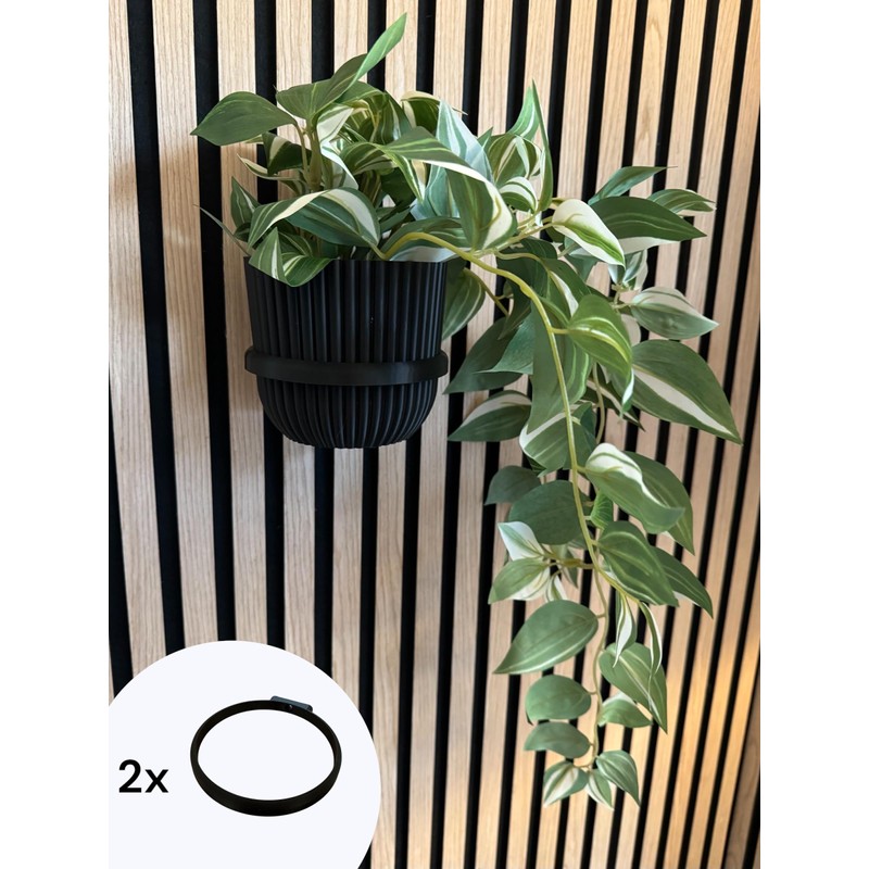 Acoustic Panel Plant Ring V2 Large Black Drill Free Mounting