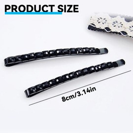 2Pcs Fashionable Black Rhinestone Barrettes Unique Crystal Metal Hair Clips Bright Sparkly Hairpins Hair Accessories for Women Girls Hair Accessories
