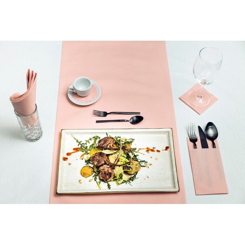 Airlaid Ready-Folded Napkins with Cutlery Pocket, Plain White, 40 x