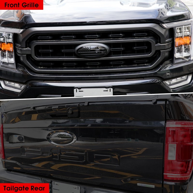 BESTAOO 9.5 Inch Front Grille Rear Tailgate Emblem Compatible with