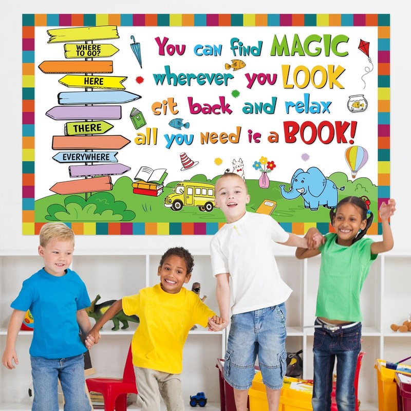 82Pcs Reading Bulletin Board Reading Day Book Themed Classroom Decorations