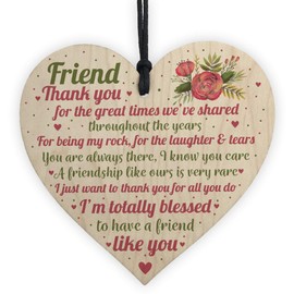 RED OCEAN Thank You Best Friend Heart Wooden Plaque Friend Birthday For Women