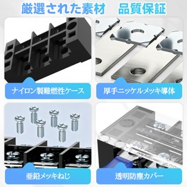Terminal Blocks, Pack of 12, 600 V, 15 A, Set of Terminal Blocks, 2 Row Type, 4 Poles, 5 Poles, 6 Poles, 2 Color Insulated Crimp Terminals Set, Durable and Durable, Easy to Install (A Type)