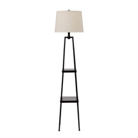 Catalina Lighting 19305-000 Modern Etagere Floor Lamp with Shelves, Standing Lamp, Living Room Light with Shelving, LED Bulb NOT Included, 58", Black