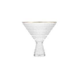 Fortessa Jupiter Beaded Hobnail Glass, 11.5 Ounce Martini Glass (Set of 4), Gold Rim Clear