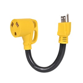 RV Electrical Power Adapter Cord 30 Amp to 110 Volt with LED Power Indicator Grip Handle for RV Trailer Camper ETL Listed (Yellow, NEMA 5-15P to NEMA TT-30R)