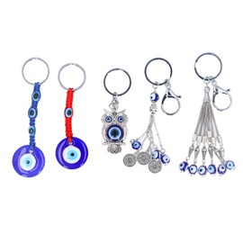 5pcs Blue Eye Keychain Beautiful Multipurpose Lucky Blue Eye Pendant Decoration for Bag Car Mirror Wall