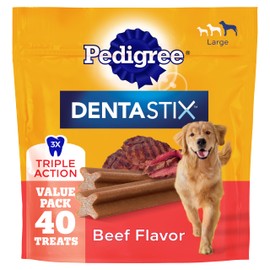 Pedigree DENTASTIX Beef Flavor Large Treats for Dogs - Value Pack 2.08 Pounds 40 Treats