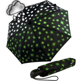 iX-brella Fibreglass Umbrella Automatic Wetprint – Colour Changing in Wet – Paintdrops, Paintdrops Neon Green, Automatic pocket umbrella