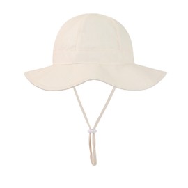 Baby Sun Hat Toddler Bucket Hats Summer Sun Protective Kids Beach Hats Wide Brim Outdoor Camping Hat for Boys Girls Strip Beige 2-4 T