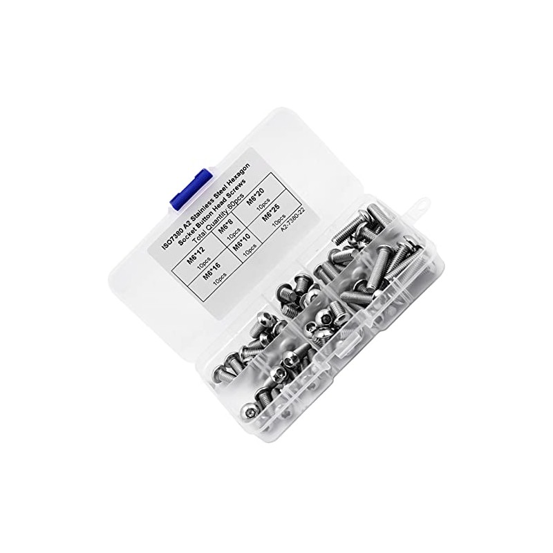 Cabeza Zócalo Tapa Tornillos,60pcs M6 Botón de acero inoxidable Botón