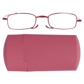 Elderly Foldable Reading Glasses Stainless Steel Blue Light Blocking Presbyopic Glasses(+350 Square Red)