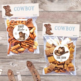 Little Cowboy Baby Shower Thank You Stickers - 2" Round First Rodeo 1st Birthday Stickers - Thanks Y'all for Coming Cowboy Cowgirl Party