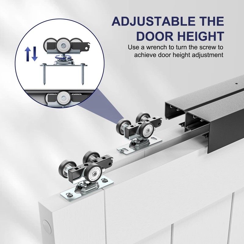 COSHOMER 4FT Bypass Door Hardware, Closet Door Track Kit, Top-Mounted