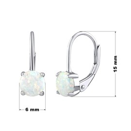 SILVEGO Women's 925 Sterling Silver Synthetic White Opal Earrings, Silver, Opal