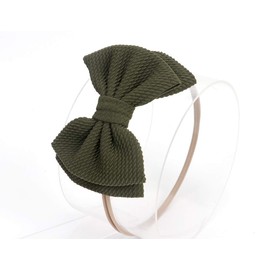 Koolgil Baby Girl's 5 Inches Soft Double Bow-knot Nylon Headband Toddler Headdress for Photography Party Festivals (Army Green)