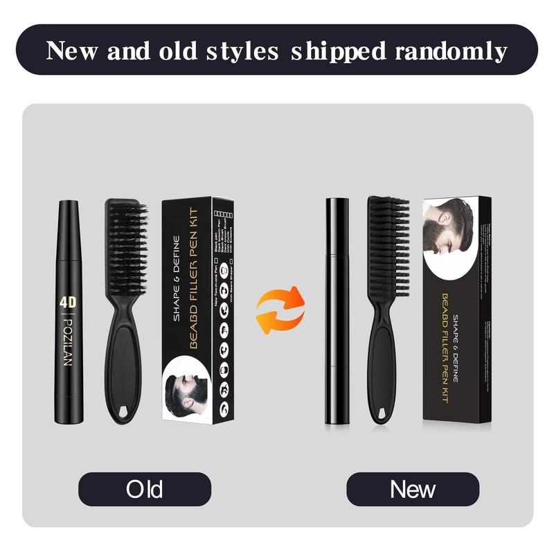 Beard Pencil Filler for Men with Bristle Beard Brush, Water