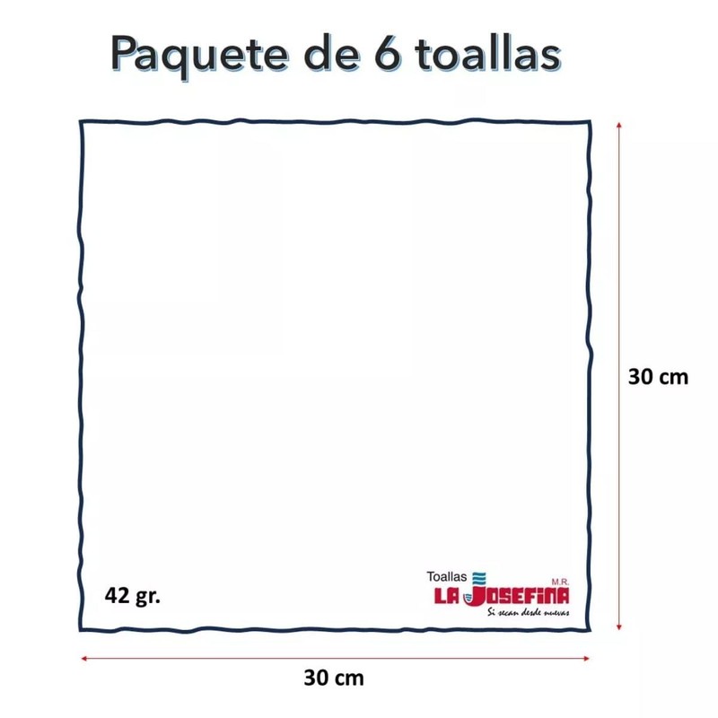 La Josefina 6 Toallas Negra 30 X 30 Multiuso Facial