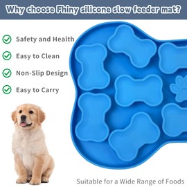 Fhiny Silicone Snuffle Mat for Dogs, Dog Puzzle Feeder Lick Mat with Suction Cups Puppy Slow Feeder Bowl for Dry and Wet Food Interactive Smell Training Encourages Natural Foraging Skill(Blue)