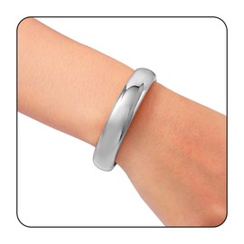 MILAKOO Silver Arc Polished Surface Bangle Cuff for Women Minimalist Statement Thick Bracelet for Gifts