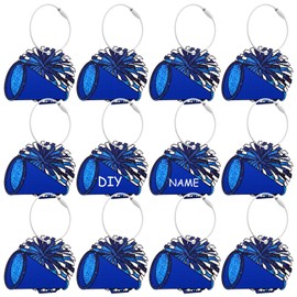 Liliaafar 12 Pcs Cheer Luggage Tags for Suitcases Travel Labels with Metal Ring Cheer Pom Pom Keychain DIY Name Cheerleader Teams Gifts Cheerleading Sports Accessories Backpack Charms for Women Coach