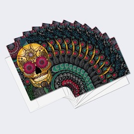Tree-Free Greetings EcoNotes 12 Count Sugar Skull Paisley All Occasion Notecard Set with Envelopes, 4 x 6 Inches (FS56287)