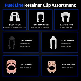 OXCANO 140Pcs Fuel Line Retainer Clips Assortment Kit, 7 Popular Sizes 5/16" & 3/8" Fuel Lines Clamp, Fuel Line Retaining Clips Auto Fuel Hose Retainer Clips Replacement Kit Compatible with Ford GM