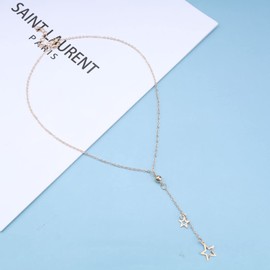 Aneneiceera Boho Hollow Star Y Necklace Gold Choker Chain Minimalist Lariat Necklace Star Pendant Necklace Star Toggle Clasp Necklace Jewelry for Women Girls