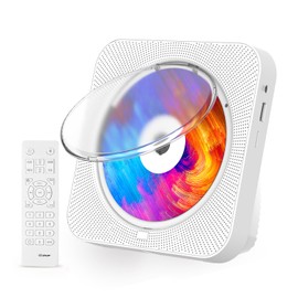 AUSTEPAX Portable CD Player with Speakers Portable CD Player with Bluetooth Support Timed Portable CD Player with Headphones CD Players for Home Support CD FM USB SD AUX Kids CD Player for Gift White