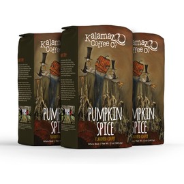 KALAMAZOO COFFEE COMPANY Pumpkin Spice Whole Bean Coffee - Seasonal Flavored Coffee | 12oz Bag (3 Pack)