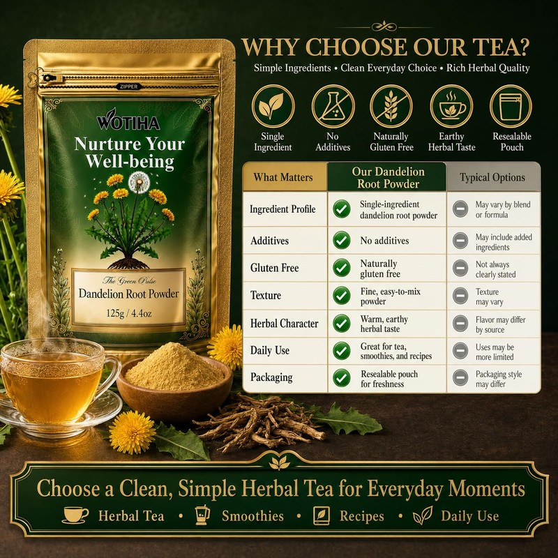 WOTIHA Dandelion Root Powder 4.4oz (125g) - 100% Natural &