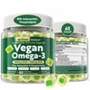 Vegan Omega 3 Gummies 1000mg + Astaxanthin, Phospholipids, DHA 560mg & EPA 280mg, Fish-Free Algae Omega 3 Supplement for Adults & Kids with Vitamin D3 for Brain, Eye, Skin, Sugar Free, 60 Count