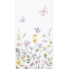 50 Pack Spring Floral Napkins - Watercolor Wild Flower Disposable Hand Towels for Bathroom - Napkins Disposable Decorative for Toilet Room Wedding Baby Shower Birthday Bridal Party Decor