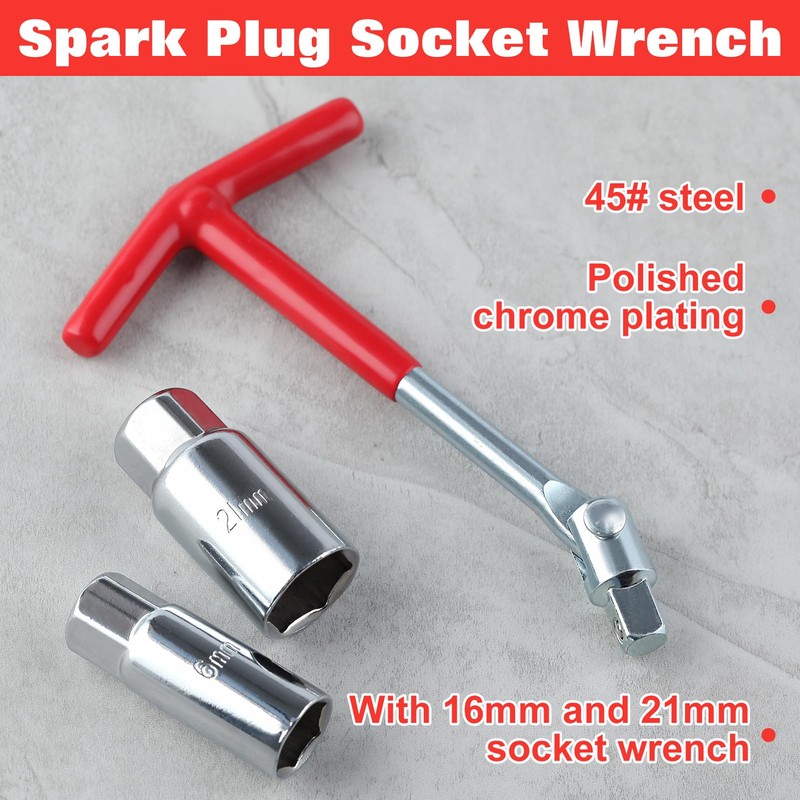 LEONTOOL Universal Joint Spark Plug Socket Wrench T-Handle Spark Plug