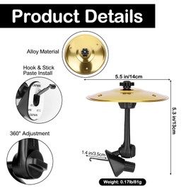 Car Cymbal, Car Symbol Drum, Alloy Mini Clip-On Drum for Music Lovers, Finger Crash Cymbal, Make Your Driving More Fun, Easy Installation Air Vent Accessory for All Vehicle Types (Gold)