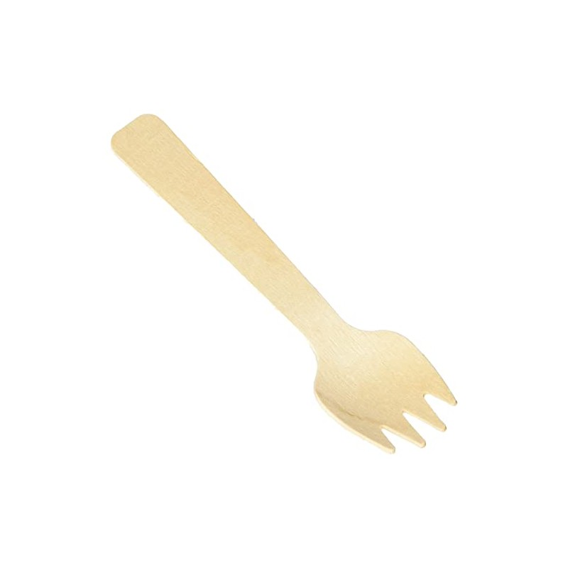 Concession Essentials100 Pcs Mini Wooden Forks 4-inch Length,Natural Birch Wood