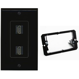RiteAV HDMI Wall Plate 2 Port - 1 Gang w-Bracket [Black/Black]