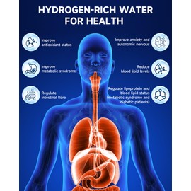 Hydrogen Water Bottle - Portable, Rechargeable, LED Timer, Aluminum and Glass, 5000 PPB Hydrogen in 10 Minutes, for Husband, Father, Friend & Family, for Sports, Home, Office (Gold, 340ml)