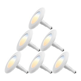 Jolux 6-Pack 5/6" 5CCT Retrofit LED Recessed Lighting,Selectable 2700K/3000K/3500K/4000K/5000K,12W=60W,800Lumen,Dimmable Can Lights,Simple Installation Adjustable Retrofit Downlight,Bevel Trim