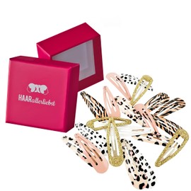 HAARallerliebst® Pack of 20 Hair Clips Animal Print Girls Small Colourful Hair Clips Baby Children Hair Clips with Box Hair Clip Hair Accessories