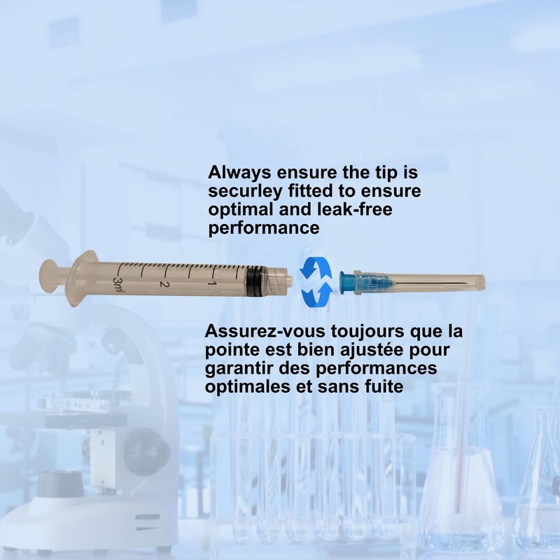 100Pack 3mL (3cc) Disposable Sterilized Syringe, Luer Lock, 23Ga x