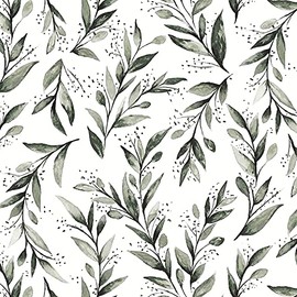 Livebor Olive Leaf Peel and Stick Wallpaper Floral Wallpaper Modern Self Adhesive Wallpaper Peel and Stick Decorative Floral Contact Paper Removable Watercolor Leaf Wallpaper 17.7 inch x 78.7 inch