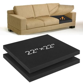soptreedx 22"×22" Couch Cushion Support for Sagging Seat, 2-Pack 40D Square High-Density Foam Sofa Cushion Support Board,Couch Supporter for Under The Cushions,Black (Black, 2PCS)