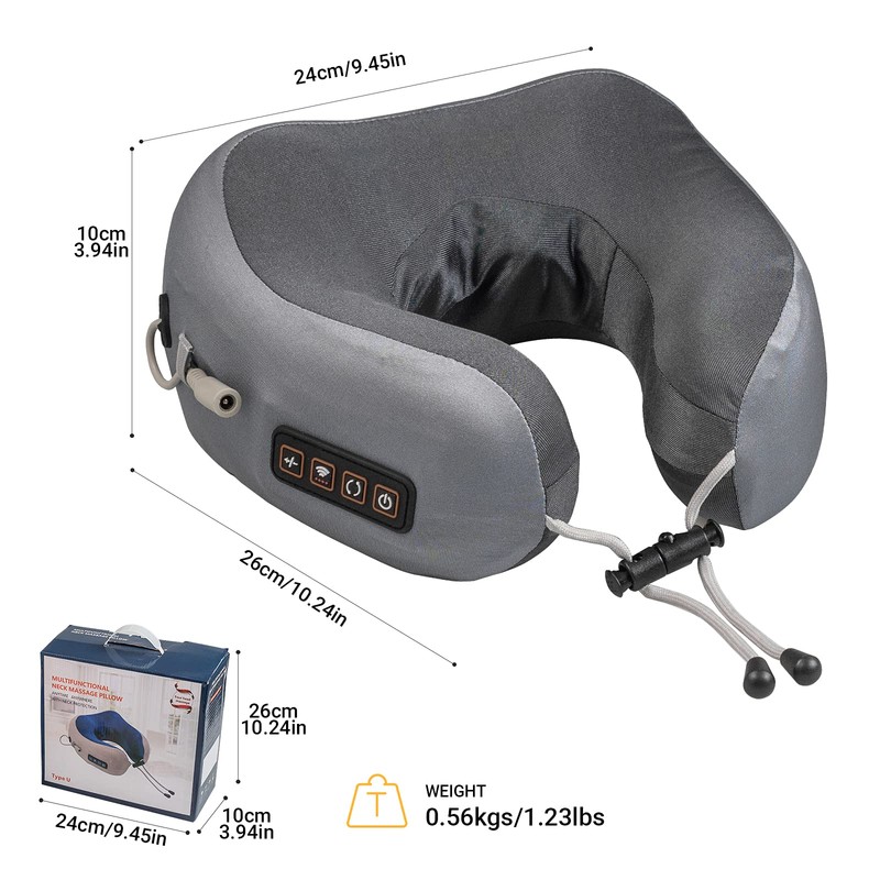 EEZEE Neck Pillow Massager with Heat U-Shaped Memory Foam Pillow