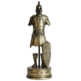 Grace4Joy Armor of God Statue, 10 Inches Full Armor of God Figurine DIY Creative Assembly Kit, Hand Painted Suit of Armor Resin Statue Tabletop Decor Funny Gifts for Men