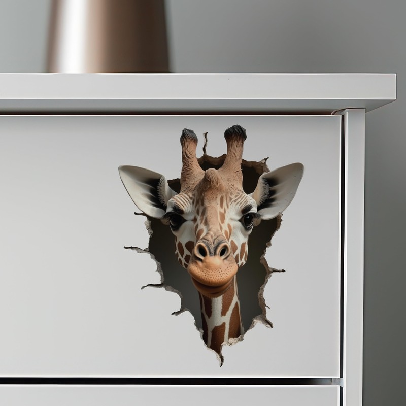 Giraffe Decal - Wall Hole Sticker with 3D Effect