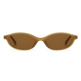 RUNHUIS Retro Oval Sunglasses Vintage Cateye Sunglasses for Women Men Fashion Glasses, Jelly Yellow/Yellow Brown