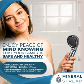 MineralStream Ionic Shower Head 2.0 | High Pressure Water Saving Showerhead with Filter Beads | Eco Water Spa Shower Heads for Hair & Skin Health