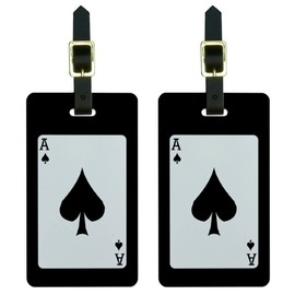 Playing Cards Ace of Spades - Poker Luggage Tags Suitcase Carry-On ID Set of 2