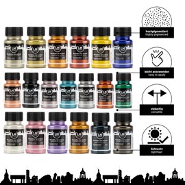 LM-Kreativ Metallic Acrylic Paint 19 x 1.69 fl oz - Color Fusion - Premium Metallic Acrylic Paints for Artists, 50ml – Perfect for Canvas, Wood, Ceramic, and DIY Projects